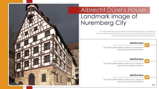 Germany Outlines Flags Mileposts Memorials City And Skyscraper Deck PowerPoint Template