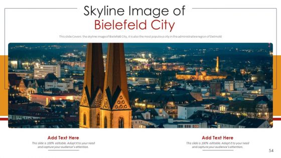 Germany Outlines Flags Mileposts Memorials City And Skyscraper Deck PowerPoint Template