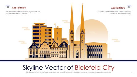 Germany Outlines Flags Mileposts Memorials City And Skyscraper Deck PowerPoint Template
