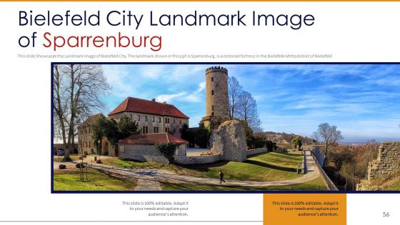 Germany Outlines Flags Mileposts Memorials City And Skyscraper Deck PowerPoint Template