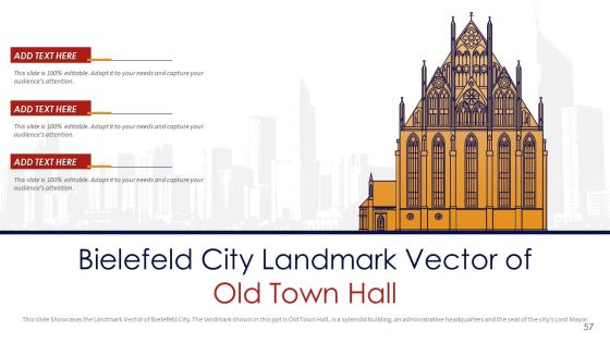 Germany Outlines Flags Mileposts Memorials City And Skyscraper Deck PowerPoint Template