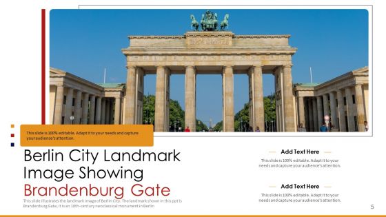 Germany Outlines Flags Mileposts Memorials City And Skyscraper Deck PowerPoint Template