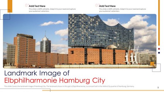 Germany Outlines Flags Mileposts Memorials City And Skyscraper Deck PowerPoint Template