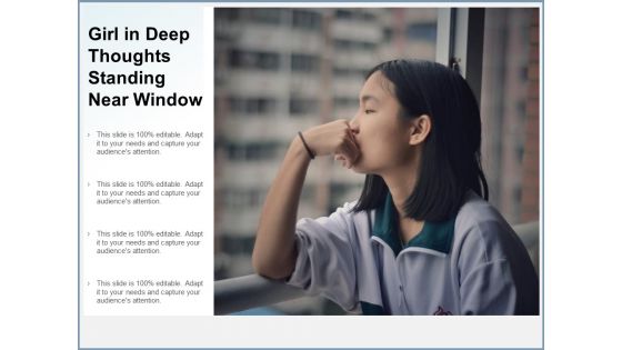 Girl In Deep Thoughts Standing Near Window Ppt PowerPoint Presentation Icon Designs