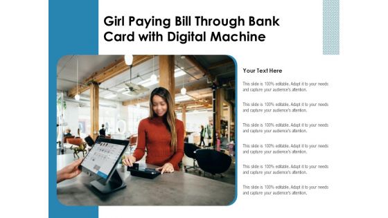 Girl Paying Bill Through Bank Card With Digital Machine Ppt PowerPoint Presentation Infographics Files PDF