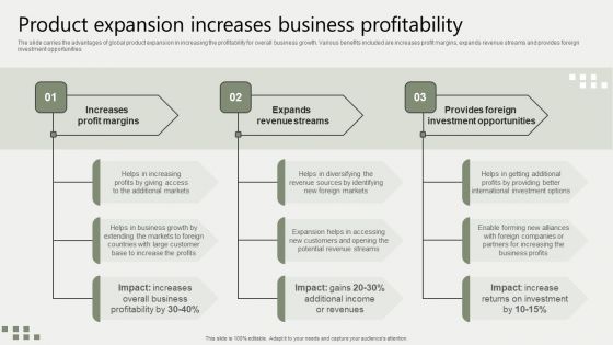 Global Business Market Development Guide Product Expansion Increases Business Profitability Diagrams PDF