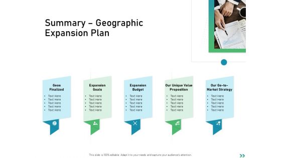 Global Expansion Strategies Summary Geographic Expansion Plan Ppt Infographic Template Visuals PDF