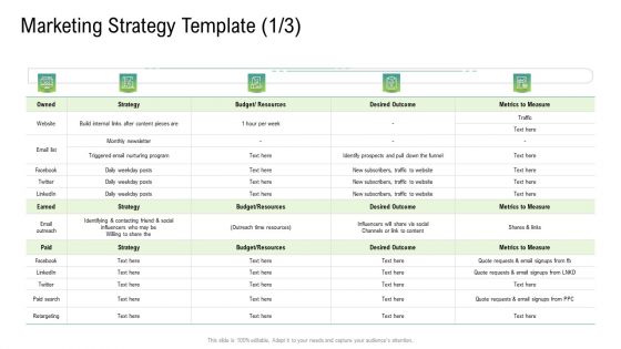 Global Marketing Targeting Strategies Commodities Services Marketing Strategy Template Budget Structure PDF