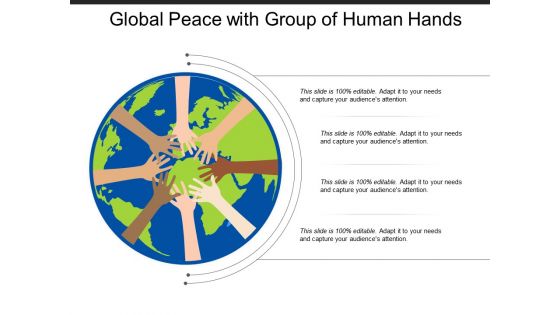 Global Peace With Group Of Human Hands Ppt PowerPoint Presentation Gallery Outfit