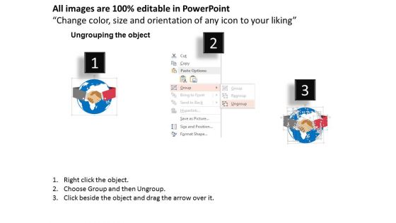 Globe With Handshake For Business Deal Powerpoint Template
