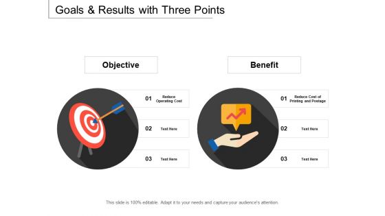 Goals And Results With Three Points Ppt PowerPoint Presentation Gallery Vector
