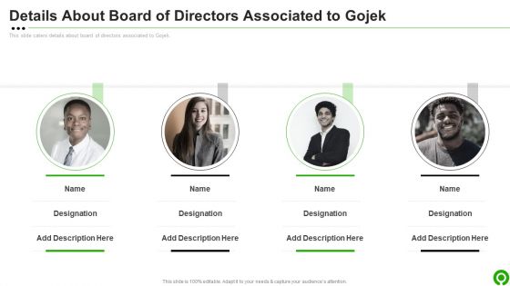 Gojek Investor Capital Financing Pitch Deck Details About Board Of Directors Associated To Gojek Summary PDF