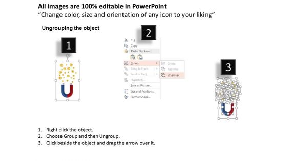 Gold Dollar Coins On Magnet Powerpoint Template