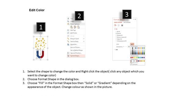 Gold Dollar Coins On Magnet Powerpoint Template