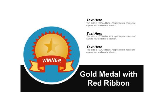 Gold Medal With Red Ribbon Ppt PowerPoint Presentation Visual Aids Infographic Template
