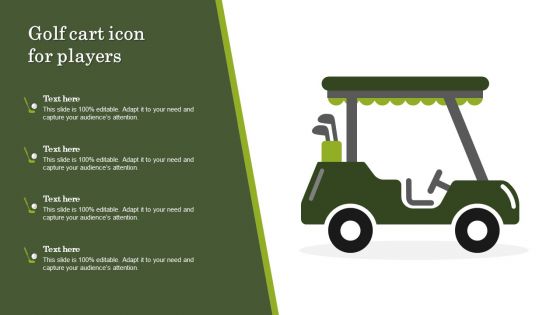 Golf Cart Icon For Players Infographics PDF