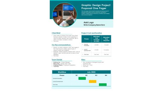 Graphic Design Project Proposal One Pager PDF Document PPT Template