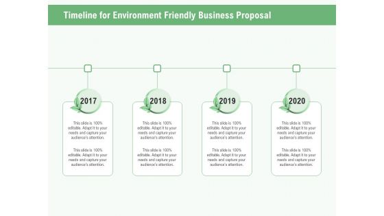 Green Business Timeline For Environment Friendly Business Proposal Ppt Infographics Inspiration PDF
