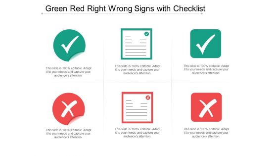 Green Red Right Wrong Signs With Checklist Ppt Powerpoint Presentation Summary Files