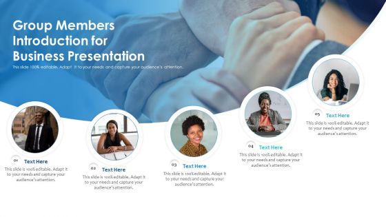 Group Members Introduction For Business Presentation Ppt PowerPoint Presentation Icon Professional PDF