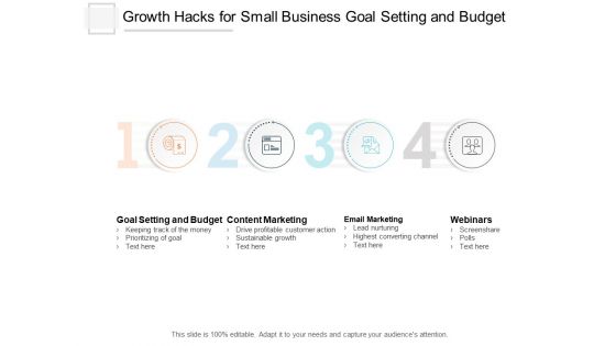 Growth Hacks For Small Business Goal Setting And Budget Ppt PowerPoint Presentation Icon Design Templates