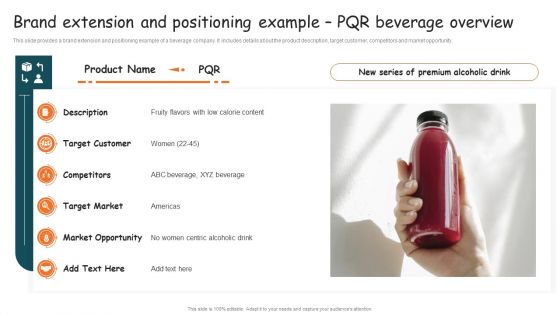 Guide For Brand Brand Extension And Positioning Example PQR Beverage Overview Ideas PDF Guide For Brand Brand Extension And Positioning Example PQR Beverage Overview Ideas PDF