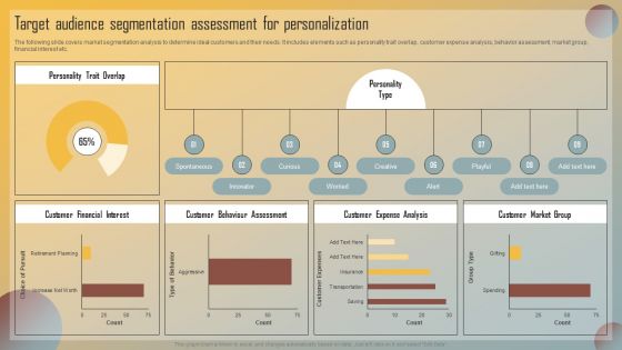 Guide For Marketing Analytics To Improve Decisions Target Audience Segmentation Assessment For Personalization Slides PDF
