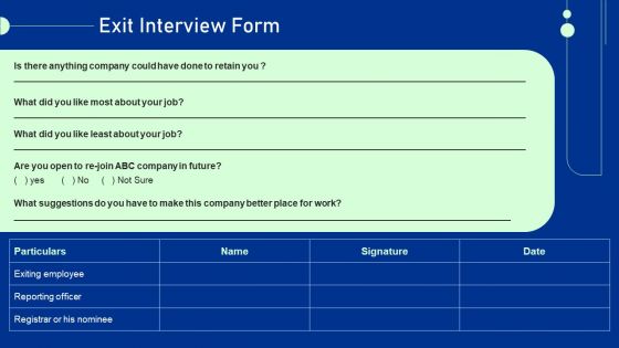 Guide For Staff Termination Policy Exit Interview Form Portrait PDF