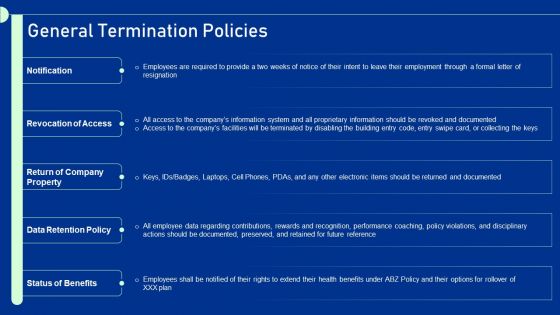 Guide For Staff Termination Policy General Termination Policies Slides PDF