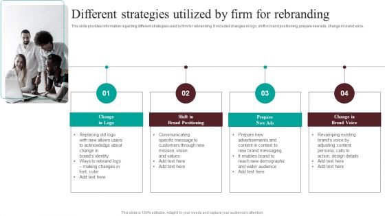 Guide For Systematic Different Strategies Utilized By Firm For Rebranding Template PDF