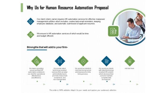 HR Process Automation Why Us For Human Resource Automation Proposal Demonstration PDF