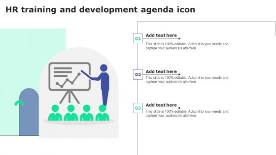 HR Training And Development Agenda Icon Formats PDF