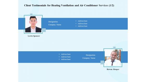 HVAC Client Testimonials For Heating Ventilation And Air Conditioner Services Ppt Infographics Format Ideas PDF