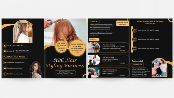 Hair Styling Business Brochure PPT Template Hair Styling Business Brochure PPT Template