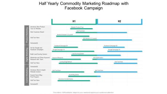 Half Yearly Commodity Marketing Roadmap With Facebook Campaign Professional