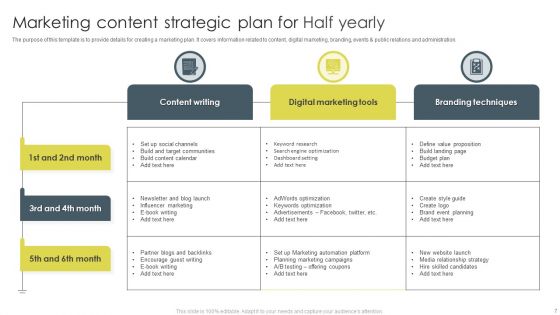 Half Yearly Content Project Plan Ppt PowerPoint Presentation Complete Deck With Slides