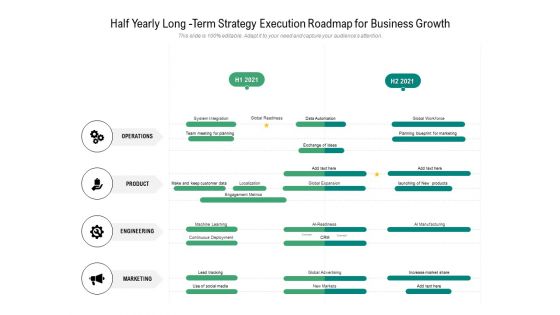 Half Yearly Long Term Strategy Execution Roadmap For Business Growth Clipart