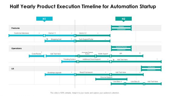Half Yearly Product Execution Timeline For Automation Startup Themes
