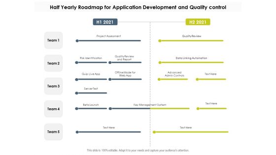 Half Yearly Roadmap For Application Development And Quality Control Sample