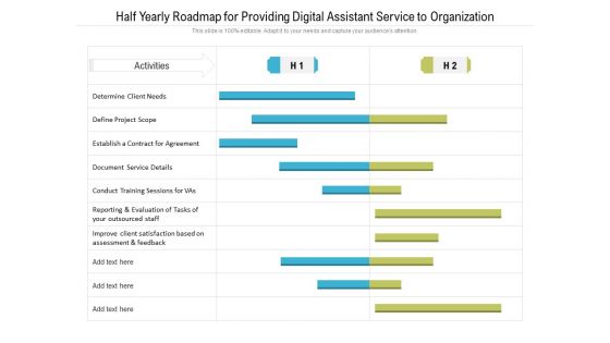 Half Yearly Roadmap For Providing Digital Assistant Service To Organization Graphics