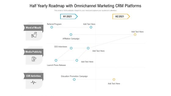 Half Yearly Roadmap With Omnichannel Marketing CRM Platforms Introduction