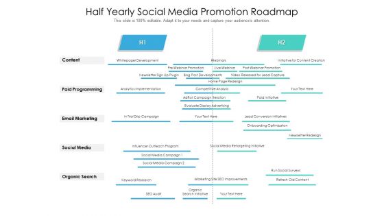 Half Yearly Social Media Promotion Roadmap Clipart