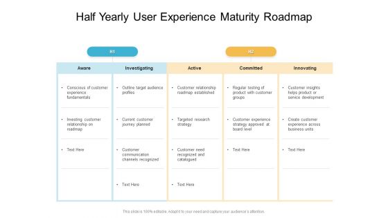 Half Yearly User Experience Maturity Roadmap Brochure