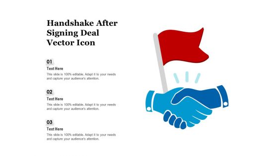 Handshake After Signing Deal Vector Icon Ppt PowerPoint Presentation Summary Rules PDF
