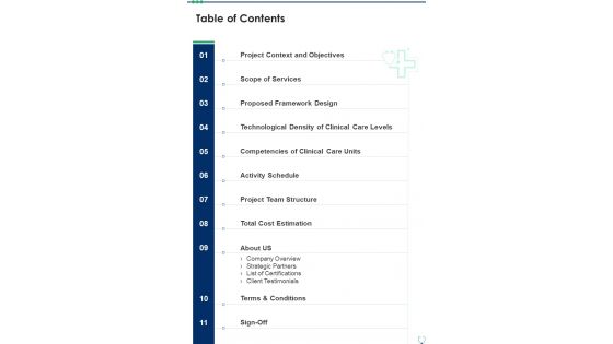 Health And Medication Proposal Table Of Contents One Pager Sample Example Document Health And Medication Proposal Table Of Contents One Pager Sample Example Document
