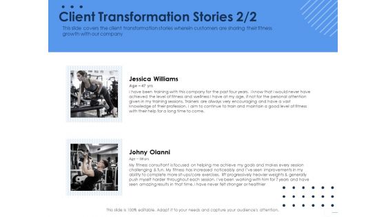Health Client Transformation Stories Ppt Pictures Example Topics PDF Health Client Transformation Stories Ppt Pictures Example Topics PDF