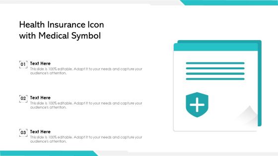Health Insurance Icon With Medical Symbol Ppt PowerPoint Presentation File Templates PDF