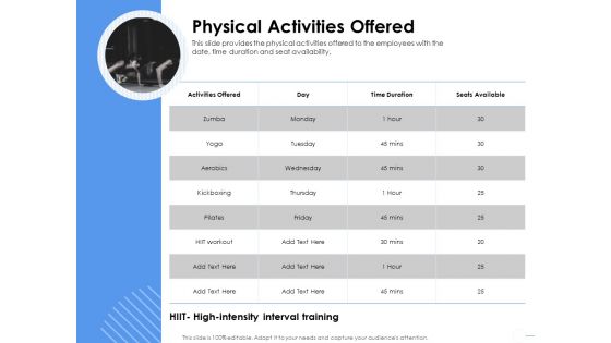 Health Physical Activities Offered Ppt Layouts Professional PDF