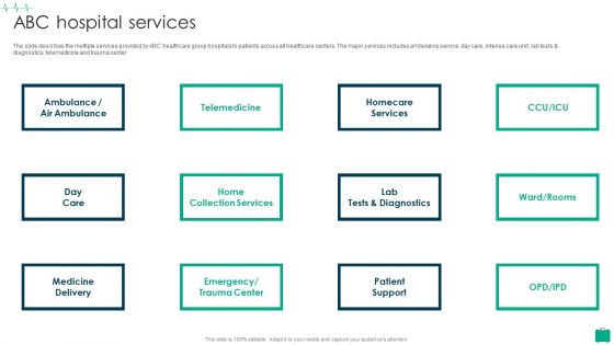 Healthcare Services Company Profile ABC Hospital Services Diagrams PDF