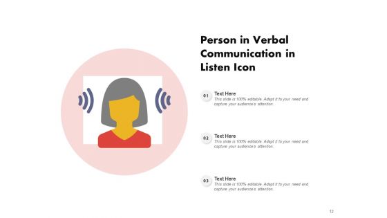 Hearing Icon Customer Care Hearing Conversation Complaint Icon Ppt PowerPoint Presentation Complete Deck